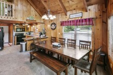 Lake House Lakeside Lodge 6 Bdrm/3.5 Bath W/ Hot Tub And Watercraft Rentals, Dining area for10 plus 4 on counter bar benches + more outdoor dining options , on Norris Lake in Tennessee - Lakehouse Vacation Rental - Lake Home for rent on LakeHouseVacations.com