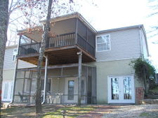 Lake House Fisherman's Cove-lower Level, Lakeside of Home.  Lower Screened in Porch., on Kerr Lake / Buggs Island in Virginia - Lakehouse Vacation Rental - Lake Home for rent on LakeHouseVacations.com