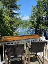 Lake House Waterfront Cottages *private Dock* Mountain Views* Sleeps 8* Seasonal, Deck bar - perfect for morning coffee, laptop workstation or evening cocktail, on Lake Fairlee in Vermont - Lakehouse Vacation Rental - Lake Home for rent on LakeHouseVacations.com