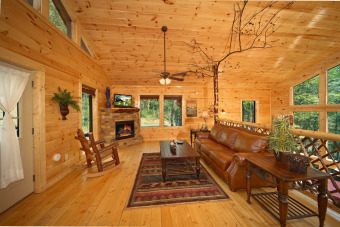 Lake House 2 Bedroom Cabin with Unique layout Featuring an 18 Foot Tower Rain Shower!, , on Powdermilk Creek - Gatlinburg in Tennessee - Lakehouse Vacation Rental - Lake Home for rent on LakeHouseVacations.com