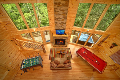 Lake House 2 Bedroom Luxury Cabin with 28 Foot Ceilings and 18 foot Rain Tower Shower, , on Powdermilk Creek - Gatlinburg in Tennessee - Lakehouse Vacation Rental - Lake Home for rent on LakeHouseVacations.com