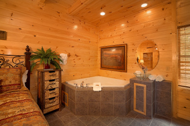 Lake House 2 Bedroom Luxury Cabin with 28 Foot Ceilings and 18 foot Rain Tower Shower, , on Powdermilk Creek - Gatlinburg in Tennessee - Lakehouse Vacation Rental - Lake Home for rent on LakeHouseVacations.com