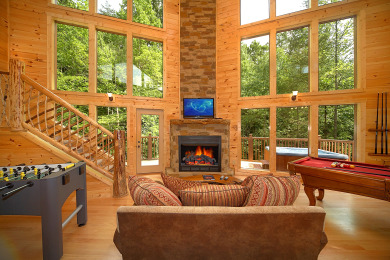 Lake House 2 Bedroom Luxury Cabin with 28 Foot Ceilings and 18 foot Rain Tower Shower, , on Powdermilk Creek - Gatlinburg in Tennessee - Lakehouse Vacation Rental - Lake Home for rent on LakeHouseVacations.com