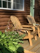 Lakehouse Vacation Rental - Lake Homes for rent on LakeHouseVacations.com, Lake property, Lake House Lake House Cozy Log Cabin For Couples!, Adirondack chairs; enjoy the sunrise!, on Lake Chaffee in Connecticut - Lakehouse Vacation Rental - Lake Home for rent on LakeHouseVacations.com