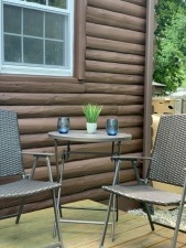Lakehouse Vacation Rental - Lake Homes for rent on LakeHouseVacations.com, Lake property, Lake House Lake House Cozy Log Cabin For Couples!, Bistro set, on Lake Chaffee in Connecticut - Lakehouse Vacation Rental - Lake Home for rent on LakeHouseVacations.com