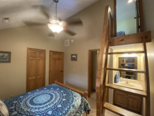 Lake House Shore To Please - Lakefront Rental Cabin, Covered Dock, Firepit, 5 Bds, 3.5 Ba, More, View of the full vanity sink that\'s in each vaulted ceiling upper bedroom, on Norris Lake in Tennessee - Lakehouse Vacation Rental - Lake Home for rent on LakeHouseVacations.com