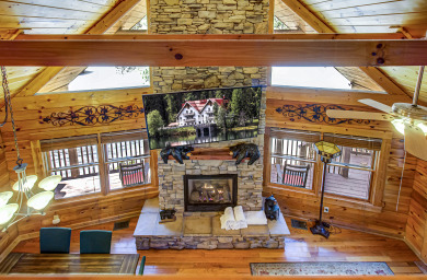Lake House Custom Gatlinburg View Log cabin with EV Charging Station, and Games!, , on West Prong Little Pigeon River - Gatlinburg in Tennessee - Lakehouse Vacation Rental - Lake Home for rent on LakeHouseVacations.com