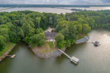 Lake House Kingfisher Point Lake House, Aerial shot of home., on Kerr Lake / Buggs Island in Virginia - Lakehouse Vacation Rental - Lake Home for rent on LakeHouseVacations.com