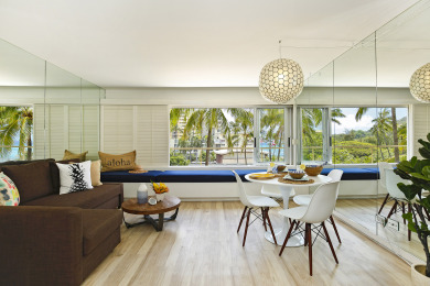 Lake House Upgraded Beachfront Studio on Quiet Waikiki beach with SwimmingSurfing!, , on Oahu - Honolulu in Hawaii - Lakehouse Vacation Rental - Lake Home for rent on LakeHouseVacations.com