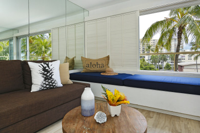 Lake House Upgraded Beachfront Studio on Quiet Waikiki beach with SwimmingSurfing!, , on Oahu - Honolulu in Hawaii - Lakehouse Vacation Rental - Lake Home for rent on LakeHouseVacations.com
