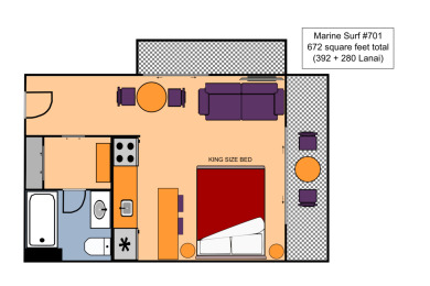 Lake House Breezy Corner Studio with AC & Kitchenette. FREE Parking, Wi-Fi, near Beach!, , on Oahu - Honolulu in Hawaii - Lakehouse Vacation Rental - Lake Home for rent on LakeHouseVacations.com