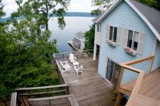 Lake House Secluded Cottage With 120 Foot Private Beach, View from the parking area., on Cayuga Lake in New York - Lakehouse Vacation Rental - Lake Home for rent on LakeHouseVacations.com