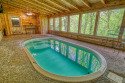 Pigeon Forge Indoor swimming pool log cabin near Dollywood Dolly's Stampede, on West Prong Little Pigeon River, Lake Home rental in Tennessee